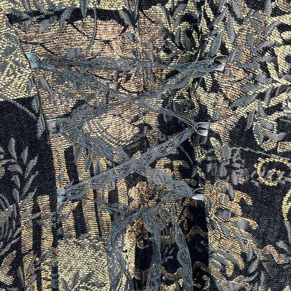 ANNE FONTAINE Tapestry Corset Back Blazer Jacket Floral Black Brown Velvet 42 10 - Picture 9 of 16